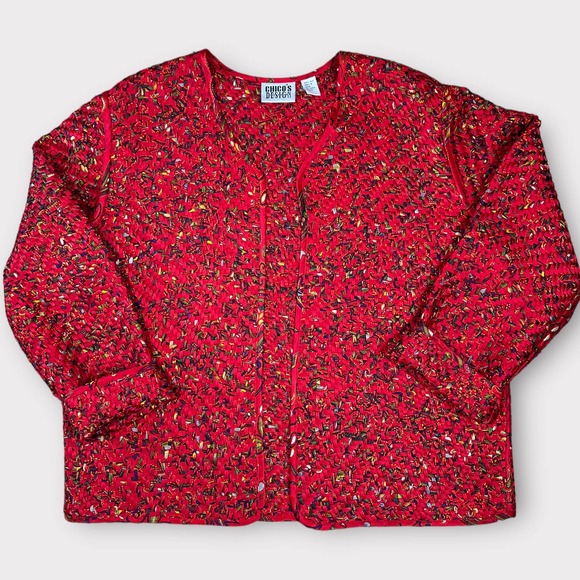 Chico's (L) Woven Silk Jacket - Picture 9 of 10